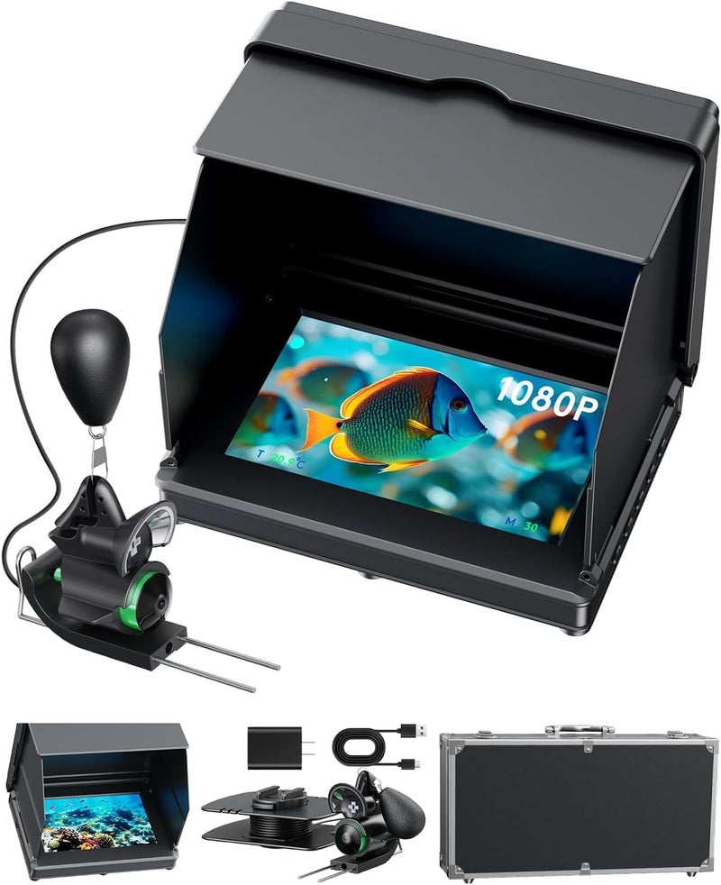 fourq Underwater Fishing Camera,Fishing Camera Ice Fish find 5nch Hd LCD Display Underwater W/ 10000mah Li-Battery,100ft Cable and 4pcs Ir Lights for Boat Lake Kayak Ice Fishing - Image 1